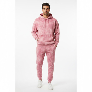 Men <b>Tie</b> <b>Dye</b> Hooded Tracksuit Full Length Cotton Sweatshirt And Pants <b>Set</b> Casual Spring Wear With Side Pockets - Product Image 1