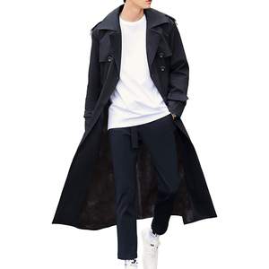 Men's Polyester Trench <b>Jacket</b> Long Fleece Turn Down Collar Thickened Washed <b>Winter</b> Coat with Pocket Wholesale - Product Image 3