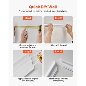 Kit di 3 Pannelli per Rivestimento Murale in Polistirolo Leggero e Facile da Dipingere, Profilo Doppio Largo e Stretto per Rivestimenti Murali - Product Image 6