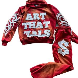 Conjunto de Sudadera con Capucha y Pantalones Jogger de Moda Urbana de Invierno, Estilo Y2K, con Parches Bordados Desgastados, Personalizado, 400 GSM - Product Image 2