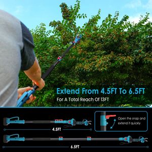 Potatore Elettrico 2-in-1 a Batteria 21V 4.0Ah, Forbice da Potatura Senza Fili con Asta di Prolunga da 13 Piedi e Lama da 0,98 Pollici - Product Image 3