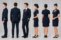 Uniformes d'aviation personnalisés à manches courtes en polyester pour pilotes et personnel de cabine |   OEM ODM |   Vêtements de travail unisexes sur mesure avec détection d'aiguilles de qualité supérieure