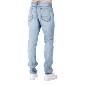 Light Wash Ripped <b>Jeans</b> Men's Skinny Denim Pants Multiple Distressed Rips Cotton Blend Breathable Casual Streetwear <b>Jeans</b> - Product Image 2