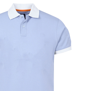 Camisa de Manga Corta para Hombre, Color Azul Claro, 100% Algodón Piqué, Corte Regular, Informal, Transpirable, Diseño Sólido, 200g - Product Image 2