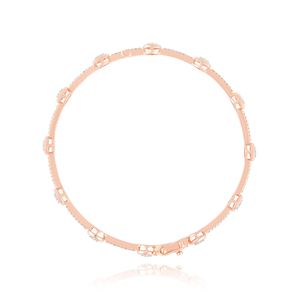 Brazalete de Oro Rosa de 14K con Bisel de Diamantes Redondos - Product Image 4
