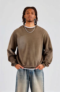 Sweat-shirts à col rond pour homme personnalisés, streetwear, épaules tombantes, coupe régulière, 100% coton, hiver - Product Image 2