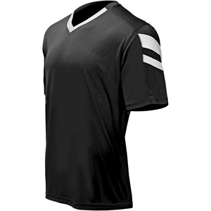 เสื้อฟุตบอลคอวีสีดำสำหรับผู้ชาย แขนสั้น ระบายเหงื่อได้ดี ผ้าโพลีเอสเตอร์ ระบายอากาศได้ดี ชุดกีฬาสำหรับผู้ใหญ่ ทรงปกติ รับสั่งทำสำหรับทีม - Product Image 1