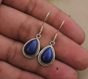 Natural Lapis Lazuli Solid 925 <b>Sterling</b> <b>Silver</b> Handmade Vintage <b>Drop</b> <b>Earrings</b> for Wedding Anniversary Party - Product Image 5