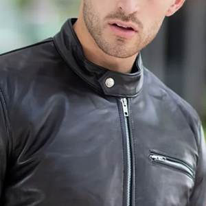 Vestes en cuir vintage pour hommes, noires, avec poche poitrine, logo personnalisé, vente en gros, haute qualité, pour l'hiver. - Product Image 6