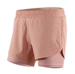 Shorts de sport 2-en-1 personnalisés OEM pour femmes, séchage rapide, entraînement, course à pied, avec doublure intérieure moulante, poches et taille élastique - Product Image 4