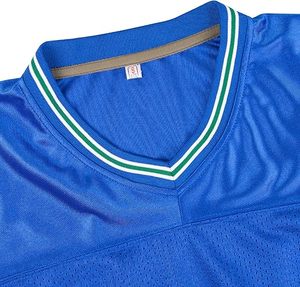 Blue V-Neck Mesh Football Jersey Short Sleeve Lightweight Polyester Sport T-Shirt <b>Red</b> Jersey - Product Image 5