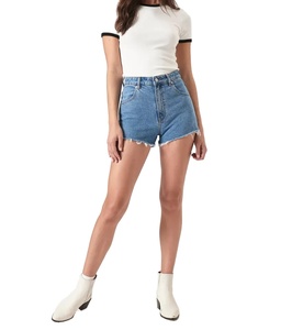 Novedades 2026: Shorts de mezclilla elásticos de cintura alta para mujer, ajustados y de algodón, ideales para un look moderno. - Product Image 1