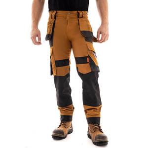 RICSA INTERNATIONAL Men's High Visibility Reflective Safety <b>Cargo</b> <b>Work</b> <b>Pants</b> CE Certified Polyester Orange Black Panels Silver - Product Image 1