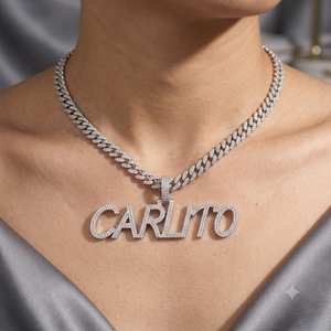 Collier Pendentif Personnalisé en Argent 925 avec Initiale Cursive ou Bloc de Lettres, Diamant de Laboratoire, Cadeau Idéal pour les Fêtes - Product Image 2
