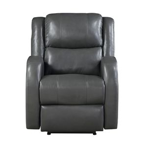 Sillón Reclinable Eléctrico Moderno de 1 Plaza en Cuero Sintético Gris con Estructura de Madera Maciza, Mueble de Sala con Asiento Acolchado - Product Image 2