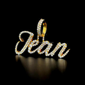 สร้อยคอจี้รูปตัวอักษรโลโก้สีทองตัวอักษรฮิปฮอปประดับเพชรดีไซน์ตามสั่ง - Product Image 2