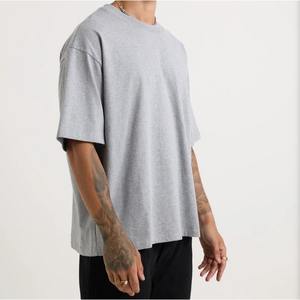 Camisetas de Hombre de Alta Calidad, Corte Ajustado, Tallas Grandes, Color Gris Jaspeado, Personalizables, al por Mayor, MOQ Bajo, las Mejores Camisetas de Moda Masculina - Product Image 3
