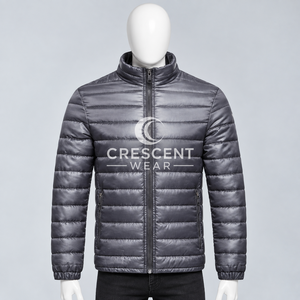 Chaqueta Acolchada de Color Sólido para Hombre, Marca Crescent Wear, Cuello Alto, Cierre de Cremallera, Resistente al Viento, Informal de Invierno, Corte Regular, Relleno de Poliéster - Product Image 1