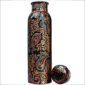 Bouteille d'eau en cuivre martelé de qualité supérieure 1L - Récipient en cuivre ayurvédique anti-fuite pour les bienfaits santé - Bouteille en cuivre durable - Product Image 4