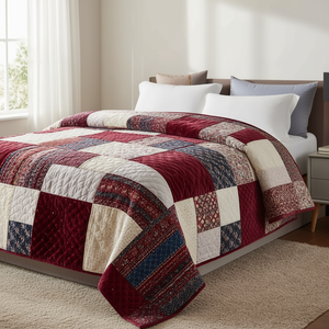 Edredón Doble de Lujo Moderno, de Terciopelo y Poliéster con Diseño de Patchwork, 220x240cm, Suave y Cálido para Invierno, para Adultos - Product Image 3