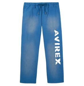 Pantalon de jogging en molleton de coton vieilli personnalisé, style streetwear vintage, coupe large, avec logo OEM - Product Image 1