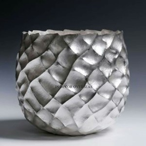 Pot de fleurs en métal Wabi-Sabi sculpté à la main, texture irrégulière argentée et dorée, jardinières d'intérieur pour la décoration de plantes vertes et fleurs - Vente chaude - Product Image 3
