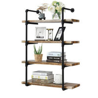 Étagère murale minimaliste en bois et fer, organisateur de vêtements à trois niveaux, design sculpté durable pour salon, crochets multifonctions modernes