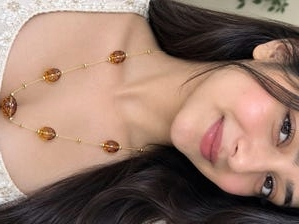Collier long en argent sterling plaqué or 18 carats avec perles d'ambre et perles naturelles, fait main, style ethnique, cadeau de mariage pour femme - Product Image 5