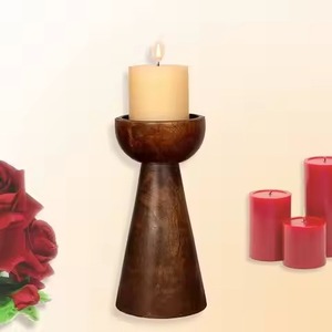 Porte-bougie en bois de qualité supérieure, décoration rustique pour la maison, idéal pour centre de table de mariage - Product Image 1