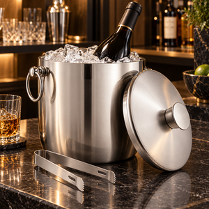 Bol à champagne en acier inoxydable de qualité supérieure avec couvercle et pinces pour bar, hôtel, restaurant, usage domestique - Product Image 4
