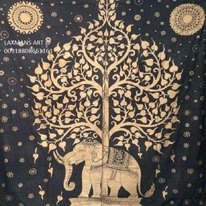 Proveedor Mayorista de Sábanas y Tapices de Pared de Algodón 100% Tejido con Estampado Dorado de Mandala Árbol de la Vida, Tamaño Queen, Estilo Indio - Product Image 2