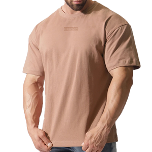 T-shirt de sport personnalisé avec logo, en coton, vêtements de sport, gym, taille oversize, manches courtes, vêtements d'entraînement pour hommes, t-shirt de sport - Product Image 3
