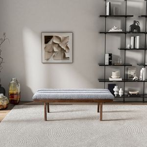 Panca Troni in tessuto bouclé grigio chiaro, sgabelli e pouf eleganti - Product Image 2