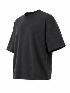 Oversized Men's Solid Color Cotton <b>T</b>-<b>Shirt</b> Short Sleeve O-Neck Casual Knitted Design Long Eco-Friendly Breathable Canvas - Product Image 3