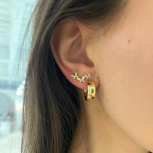 Boucles d'oreilles papillon grimpantes en or massif 14k 18k avec diamants de laboratoire taille ronde sertis pavé, vente en gros fabricant - Product Image 5