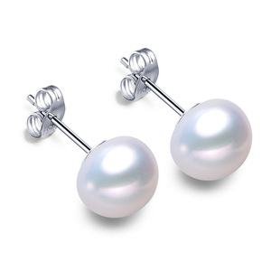 Pendientes de Plata S925 con Perlas Grandes para Mujer, Alta Calidad, Diseño Redondo Plano y Simple, Pendientes Completos con Diseño Dominante - Product Image 2