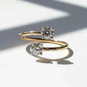 Anillo de Diamantes Cultivados en Laboratorio de 0.52 CT con 2 Piedras, Chapado en Oro de 18K |   Diseño Toi Et Moi para Mujer |   Joyería nupcial con certificado IGI para aniversario - Product Image 5