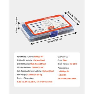 100 PZ Viti per Calcestruzzo da 3/16 Pollici, 5 Lunghezze Diverse, Testa Phillips, Viti per Muratura, Punte da Trapano in Acciaio al Carbonio Blu, Ancoraggi per Calcestruzzo - Product Image 6