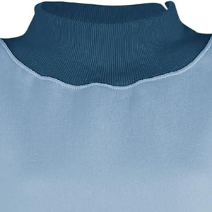 OEM <b>Women</b> light <b>Blue</b> trim rib Mock Neck Sweatshirt Custom Logo Plain <b>Fleece</b> Crewneck Oversized Turtleneck Sweatshirt - Product Image 4