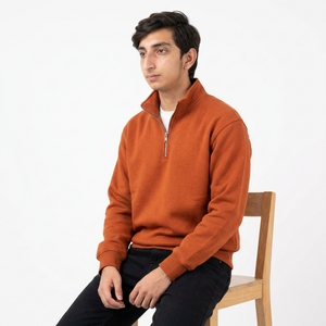 Sweat-shirt personnalisé pour homme à col zippé, en coton premium French Terry, coupe classique, col montant, style streetwear moderne - Product Image 1