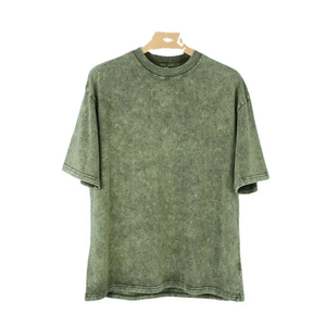 เสื้อยืดโอเวอร์ไซส์สีเทาซีดแบบพรีเมียม ผ้าคอตตอนหนา สตรีทแวร์ เสื้อเปล่าสำหรับผู้ผลิตเสื้อผ้า สตรีทแวร์แบบย้อมสีเอซิดสั่งทำได้ เสื้อยืดวินเทจ - Product Image 1
