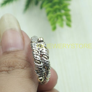 Handmade Textured 925 Silver& Brass wire <b>Ring</b> Vintage Rope Design Band Artisan Jewelry Unisex Fashion Minimalist <b>Statement</b> <b>Ring</b> - Product Image 3
