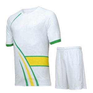 Conjunto de Camiseta de Fútbol Blanca para Hombre con Detalles Verdes y Amarillos, Impresión Sublimada, Absorbe la Humedad, Corte Regular, Ropa para Todas las Temporadas - Product Image 1