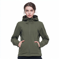 Veste imperméable d'extérieur en softshell 100% polyester pour femmes, veste de randonnée et de camping, veste softshell à fermeture éclair pour femmes, veste à capuche pour femmes