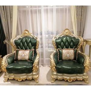 Sofá Seccional en Forma de L de Madera Maciza Tallada Verde Langham de Lujo en Oferta, Muebles Europeos de Diseño para Sala de Estar y Hotel - Product Image 6