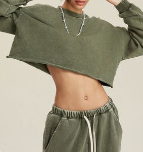 Sudadera de Mujer Oversize con Hombros Caídos, Cuello Redondo, Dobladillo Asimétrico, Color Blanco Liso, Manga Larga, Tejido de Algodón, para Otoño - Product Image 5