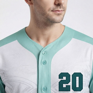 Vêtements de sport personnalisés pour hommes, respirants et anti-transpiration, pour le baseball, en gros, haut court à col en V - Product Image 3