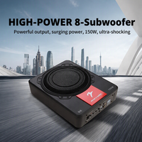 Subwoofer Aktif Ultra Tipis 8 Inch 150 Watt untuk di Bawah Jok Mobil, Speaker Audio Mobil 14.4V DC, Daya 150W RMS, Model Baru, Tebal 70mm