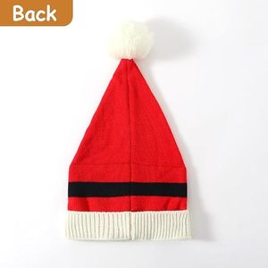 Unisex Knitted Beanie <b>Hat</b> Red With Black Stripe And <b>White</b> Pom Pom Winter Warm Cap For Adults Party Wear - Product Image 1