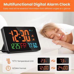 Orologio da Tavolo Smart WiFi con Sensore di Luce Automatico, Orologio Digitale LED, 2 Impostazioni di Allarme, 4 Livelli di Luminosità, Display Temperatura e Umidità - Product Image 3